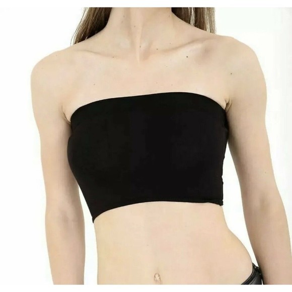 Women Tube Strapless Bandeau Elastic One Sz Stretch Vest Bra Crop Top Plain Boob - Picture 2 of 11